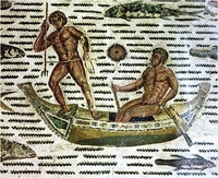 Griechisches Boot mit Steuermann